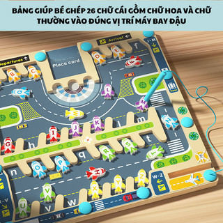 Đồ chơi giáo dục-Đồ chơi trí tuệ, bảng gỗ Điều hành sân bay, bảng to 30cm x 30cm