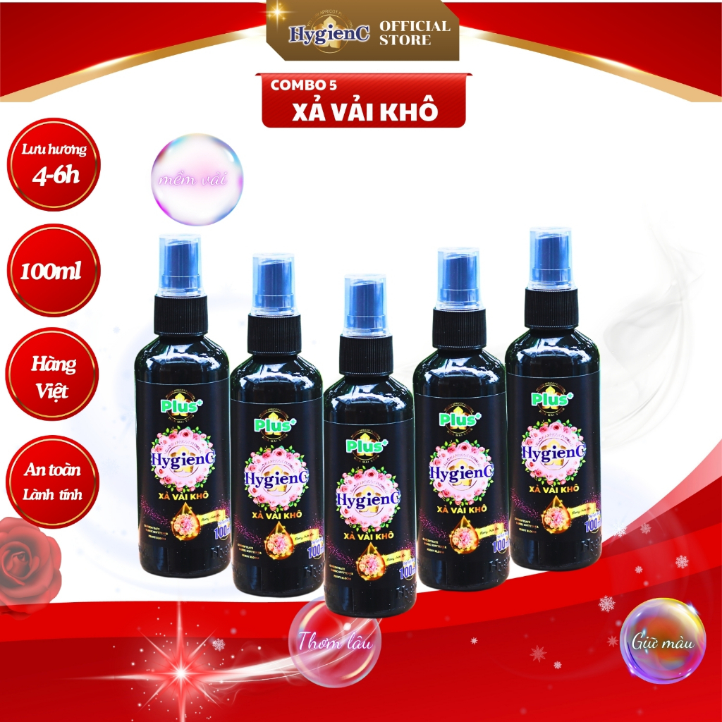 Ảnh Nước xả vải khô HygienC Plus dạng xịt thơm quần áo - Dung tích 100ml - XVK5 1