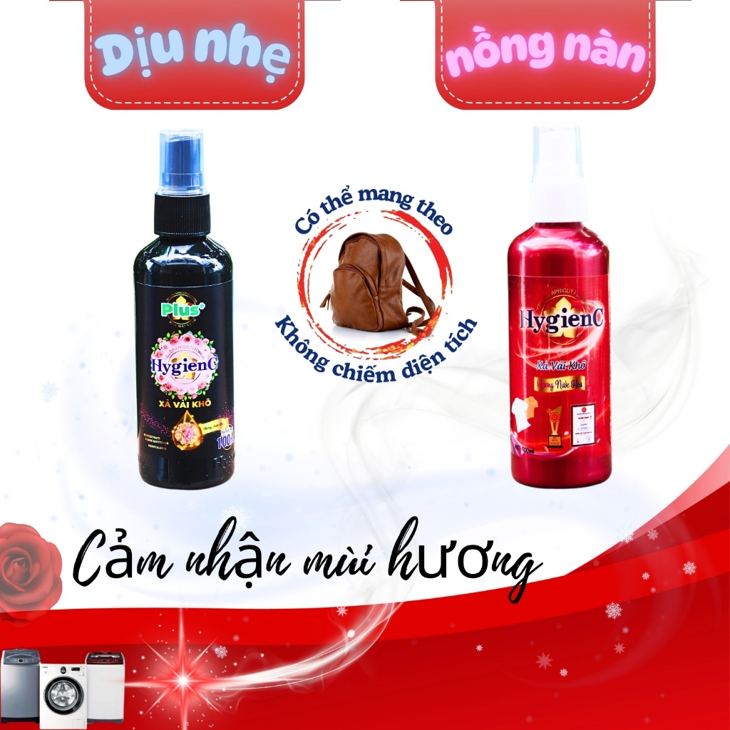 Ảnh Combo 2 chai nước xả vải khô HygienC dạng xịt thơm quần áo - Dung tích 100ml 2