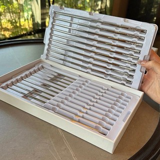 Đũa Gắp Chống Trượt Inox Chockmen, Hộp 10 Đũa Đầu Vuông Inox 316 CKM59