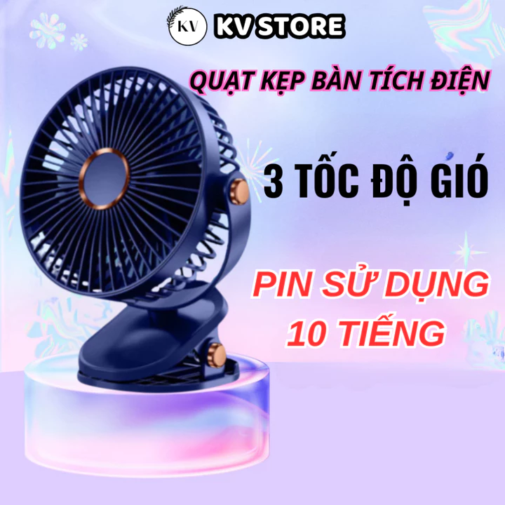 (10000 MAH)Quạt kẹp bàn mini, quạt mini Pin trâu xoay 360 độ, Quạt tích điện, quạt để bàn mini