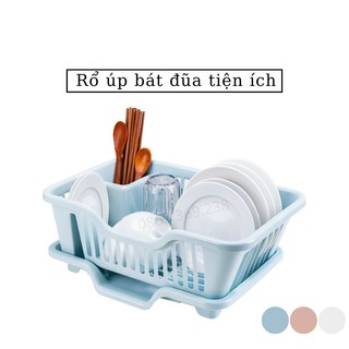 Rổ Úp Bát Có Khay Hứng Nước Tiện lợi, Giá Đựng Chén Bát Dĩa Đũa Muỗng  Việt Nhật 3535
