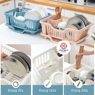 Rổ Úp Bát Có Khay Hứng Nước Tiện lợi, Giá Đựng Chén Bát Dĩa Đũa Muỗng  Việt Nhật 3535