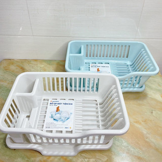 Rổ Úp Bát Có Khay Hứng Nước Tiện lợi, Giá Đựng Chén Bát Dĩa Đũa Muỗng  Việt Nhật 3535