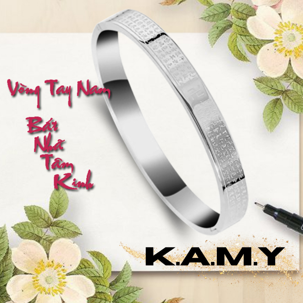 Vòng tay nam bát nhã tâm kinh vạn sự may titan không đen, không gỉ bền màu - Trang Sức KAMY