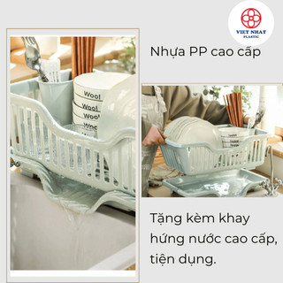 Rổ Úp Bát Có Khay Hứng Nước Tiện lợi, Giá Đựng Chén Bát Dĩa Đũa Muỗng  Việt Nhật 3535