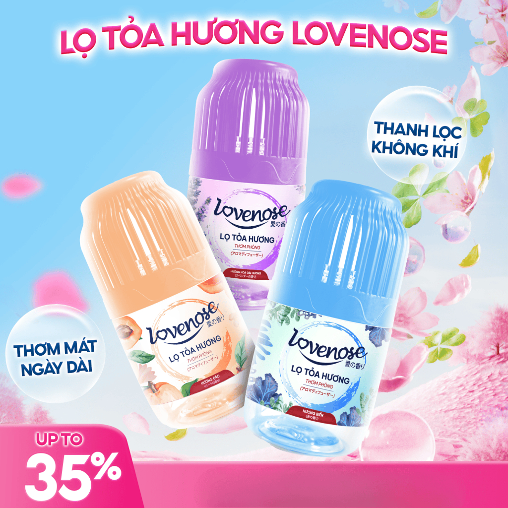 Ảnh Lọ tỏa hương Lovenose hương thơm tự nhiên dễ chịu khử mùi sáp thơm phòng thế hệ mới 45 ngày - Dung tích 180ml 2