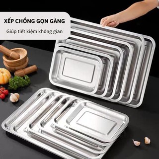 Khay Đựng Đồ Nghề INOX Loại Dày - Khay inox đựng thức ăn, topping - Hùng Home