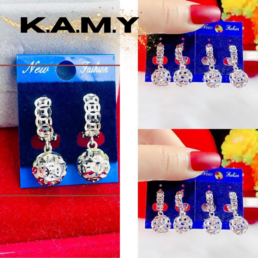 Bông tai nữ kim tài tòn ten màu bạc sang trọng siêu bền - Trang sức KAMY