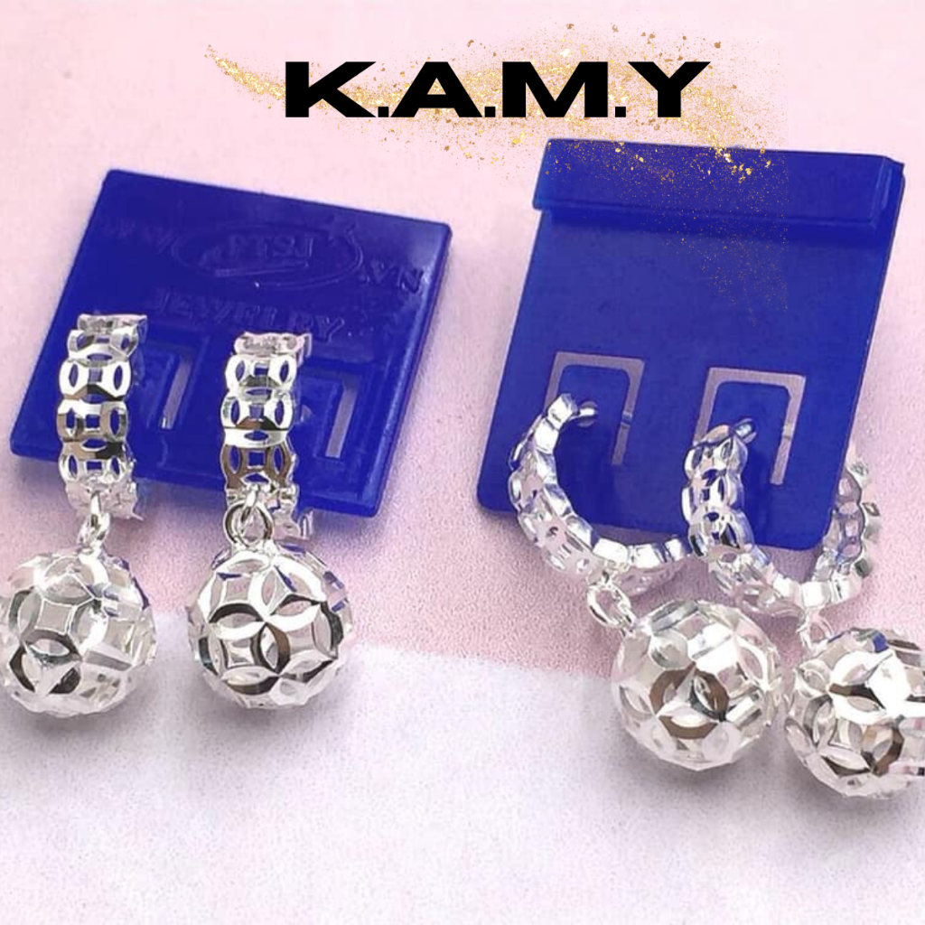 Bông tai nữ kim tài tòn ten màu bạc sang trọng siêu bền - Trang sức KAMY