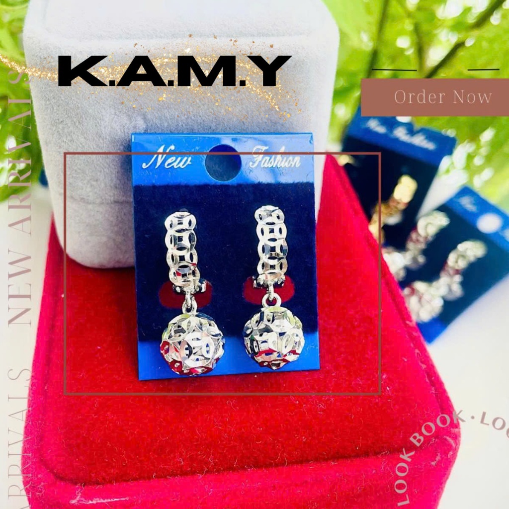 Bông tai nữ kim tài tòn ten màu bạc sang trọng siêu bền - Trang sức KAMY