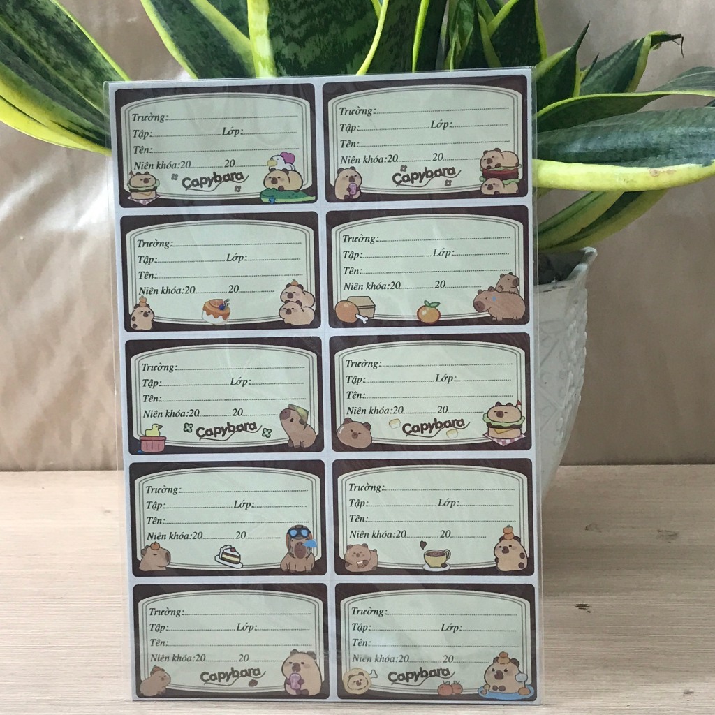 SET 50 nhãn vở capybara -labubu - Nhãn vở cắt sẵn có keo dính (vpp ...