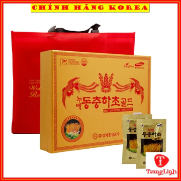 Đông trùng hạ thảo hộp gỗ vàng Kanghwa 60 gói - Nước đông trùng hạ thảo hàn quốc chính hãng, tranglinhkorea