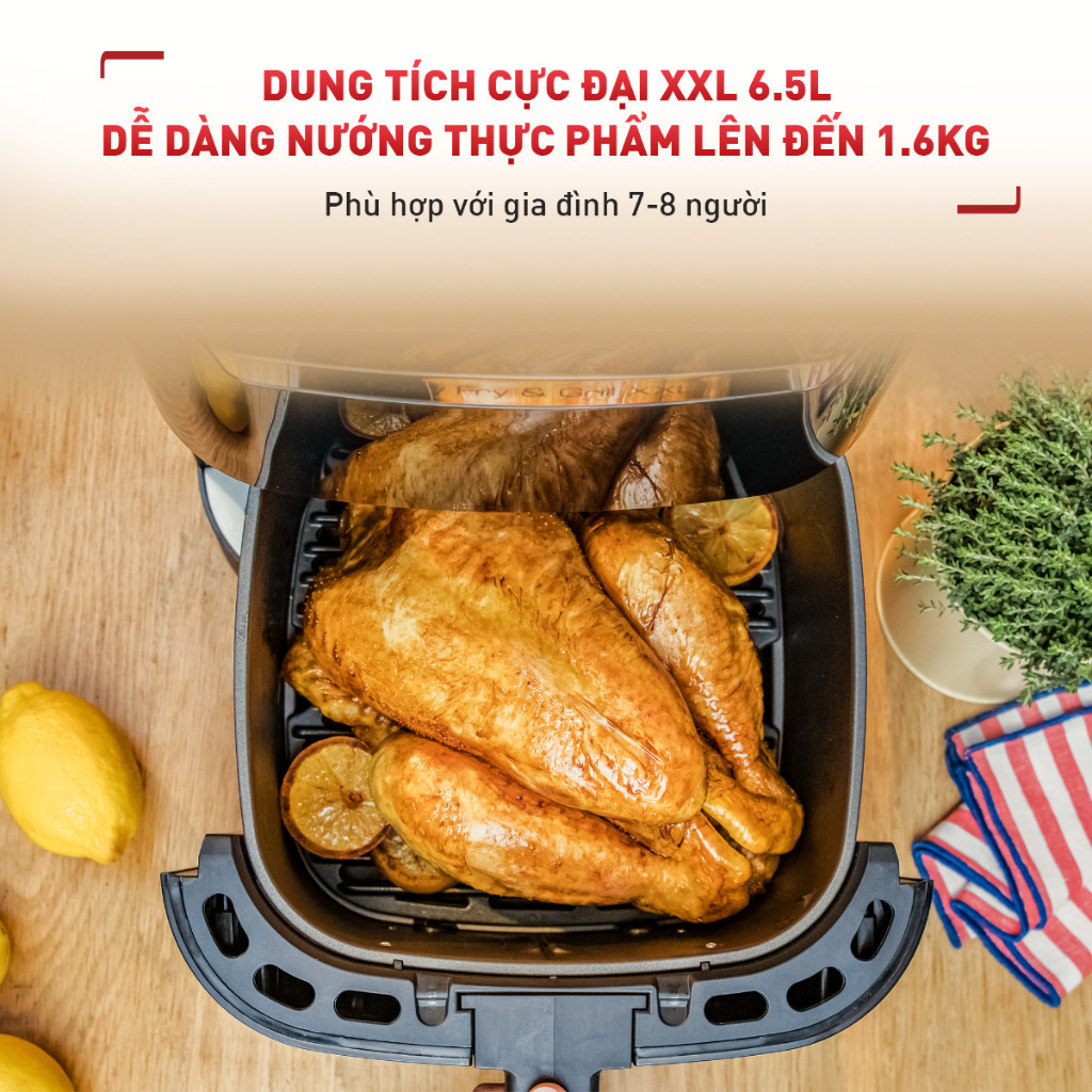 Nồi chiên không dầu Tefal EY801815 2in1 Easy Fry & Grill 6.5L - Bảo hành chính hãng 24 tháng