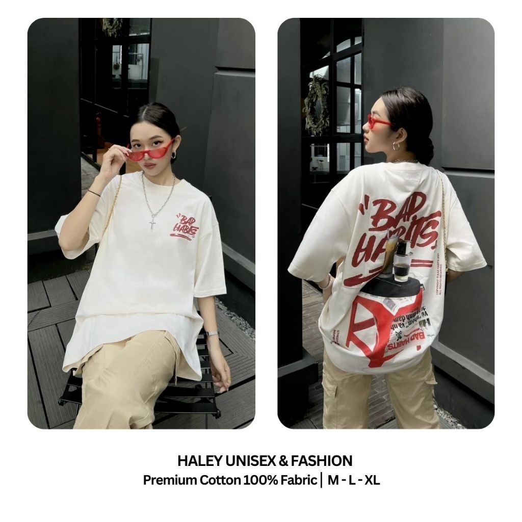 Áo Thun Nam Nữ Cotton Lạnh Unisex Local Brand HALEY BADHABITS TN11, Áo Phông Form Rộng Tay Lỡ Basic Dày Dặn Oversize | BigBuy360 - bigbuy360.vn