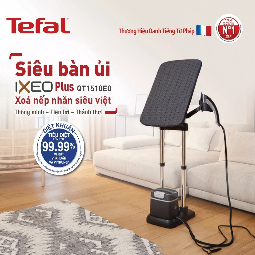 Bàn ủi hơi nước đứng Tefal IXEO Plus QT1510E0 - Thiết kế nhỏ gọn - Bảo hành chính hãng 24 tháng