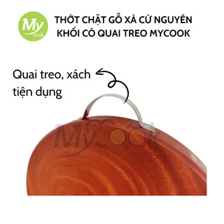 Thớt Chặt Thớt Thái Thực Phẩm Gỗ Xà Cừ Nguyên Khối MyCook Có Quai Treo