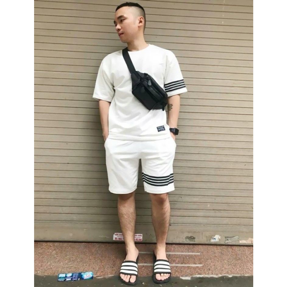Bộ nam thể thao mè phối viền, sét quần áo MẶC NHÀ nam VẢI THUN FROM RỘNG BIG SIZE L1