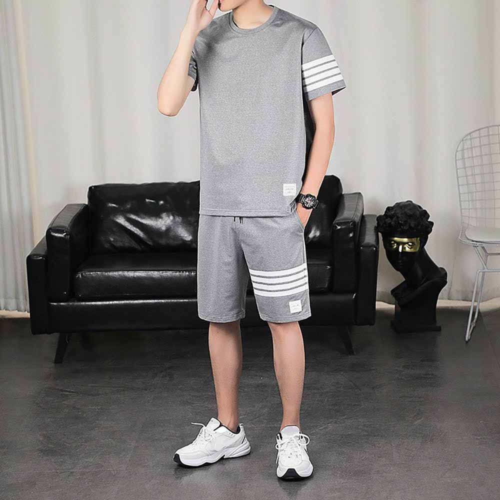 Bộ nam thể thao mè phối viền, sét quần áo MẶC NHÀ nam VẢI THUN FROM RỘNG BIG SIZE L1