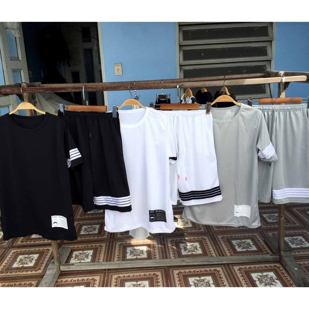 Bộ nam thể thao mè phối viền, sét quần áo MẶC NHÀ nam VẢI THUN FROM RỘNG BIG SIZE L1