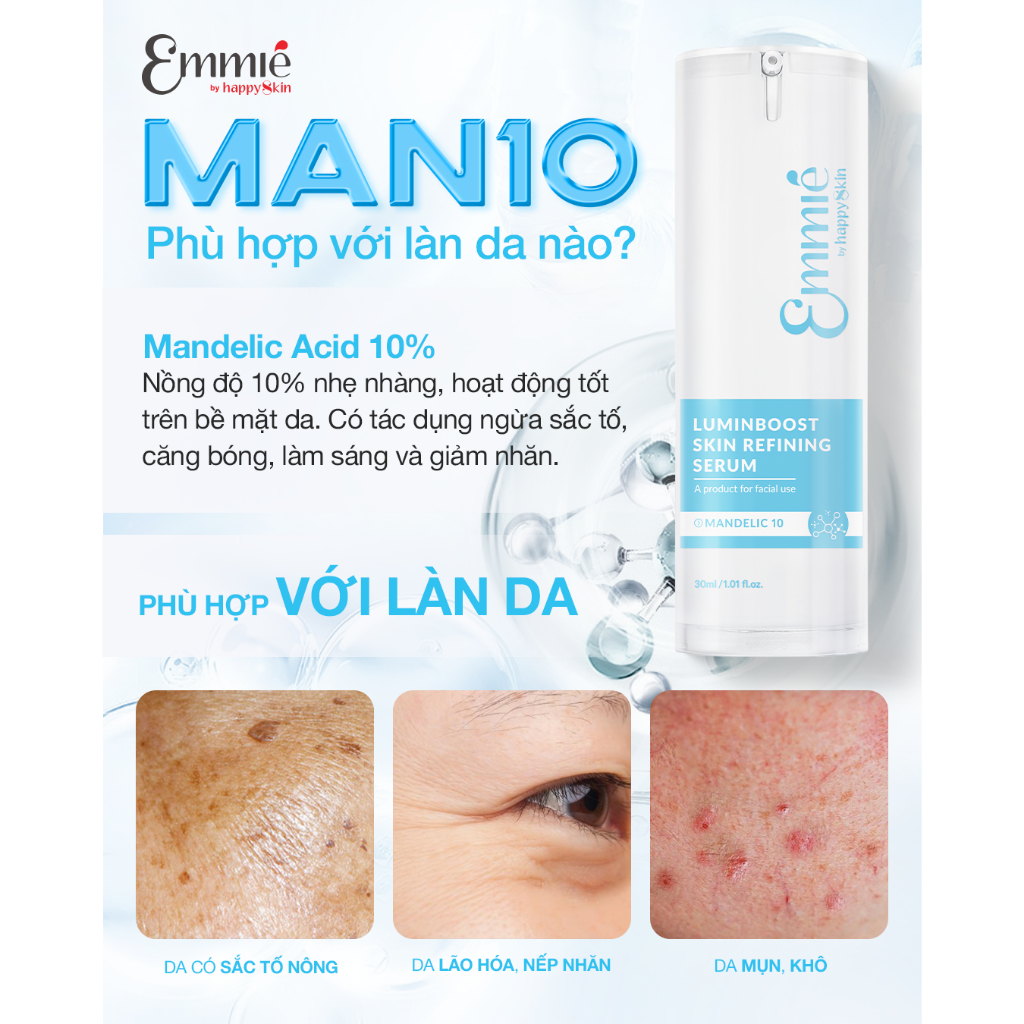Ảnh Tinh chất trẻ hóa căng bóng da 10% Mandelic Acid Luminboost Skin Refining serum 30ml 4