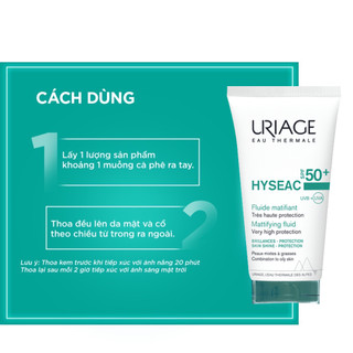 Sữa chống nắng cho da dầu, mụn URIAGE HYSÉAC SPF50+ UVB+UVA FLUIDE 50ml