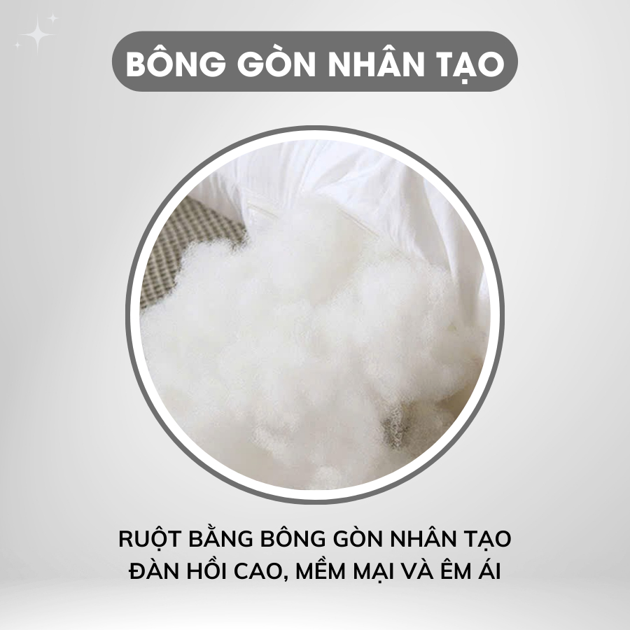 Ảnh Ruột Gối Nằm Cao Cấp Chất Liệu 100% Bông Gòn Mềm Không Xẹp Lún Ruột Gối đầu Thoải Mái Êm Ái Ngủ Ngon 40x60cm/50x70cm 3