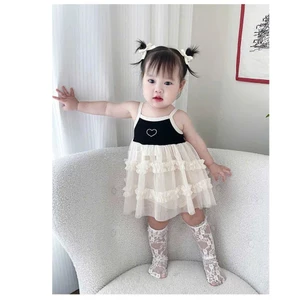 quảng châu - Set 2 dây trái tim đen xòe bồng cover Hàn Quốc cho bé gái từ 5-13kg