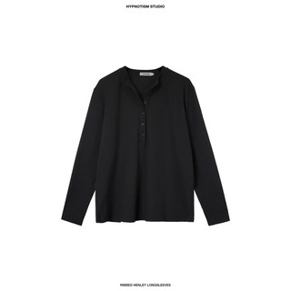 HYPNOTISM |”RIBBED HENLEY TOP” - Áo tay dài cổ tròn phối hàng nút giữa, chất liệu thun gân