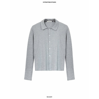 HYPNOTISM | "RIB SHIRT" - Áo sơ mi unisex tay dài chất thun gân co giãn