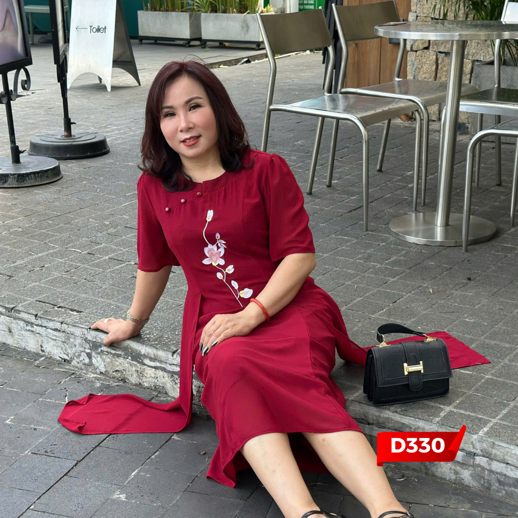 Ảnh Váy Đầm Trung Niên, Đầm Cho Mẹ Đi Tiệc Chất Voan 2 Lớp Thêu Hoa Cao Cấp | Thời Trang MAI THY U50 2