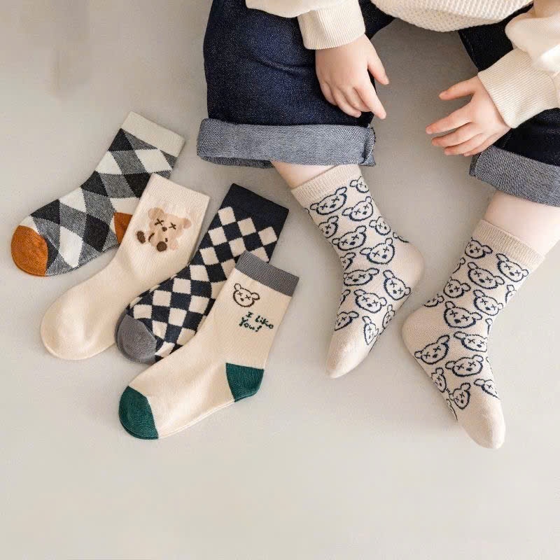 Set 5 đôi Tất trẻ em hoạt hình bé trai bé gái từ 0-8 tuổi ,thoải mái ấm áp từ bông, cotton len HC20