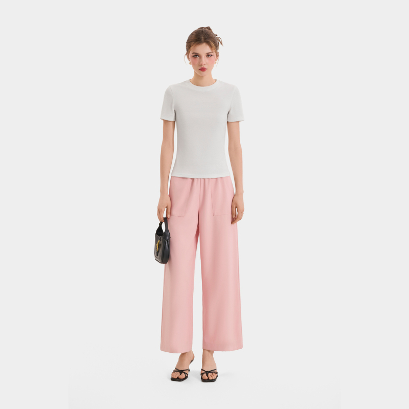 Ảnh Quần dài ống rộng lưng thun nữ MARC FASHION dáng suông lưng cao hack dáng không nhăn mềm mịn mát CBMH082022 3