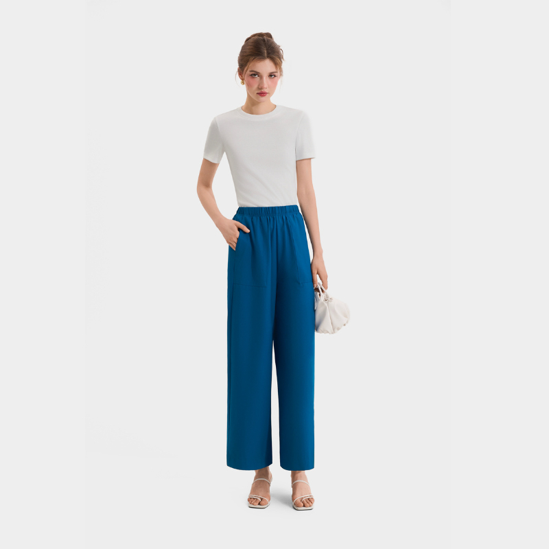 Ảnh Quần dài ống rộng lưng thun nữ MARC FASHION dáng suông lưng cao hack dáng không nhăn mềm mịn mát CBMH082022 4