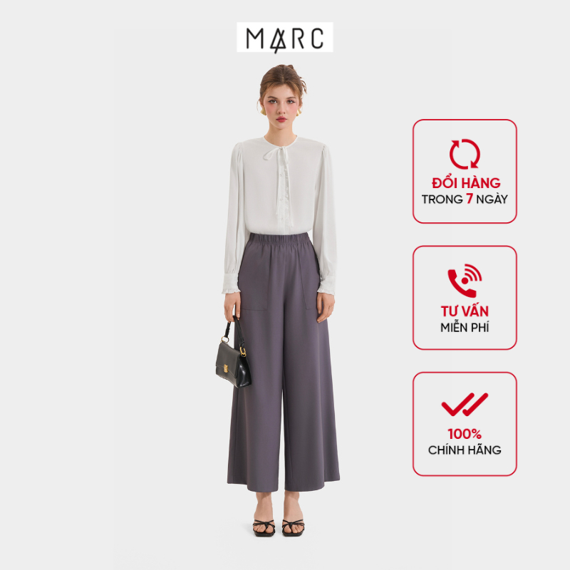 Ảnh Quần dài ống rộng lưng thun nữ MARC FASHION dáng suông lưng cao hack dáng không nhăn mềm mịn mát CBMH082022 1
