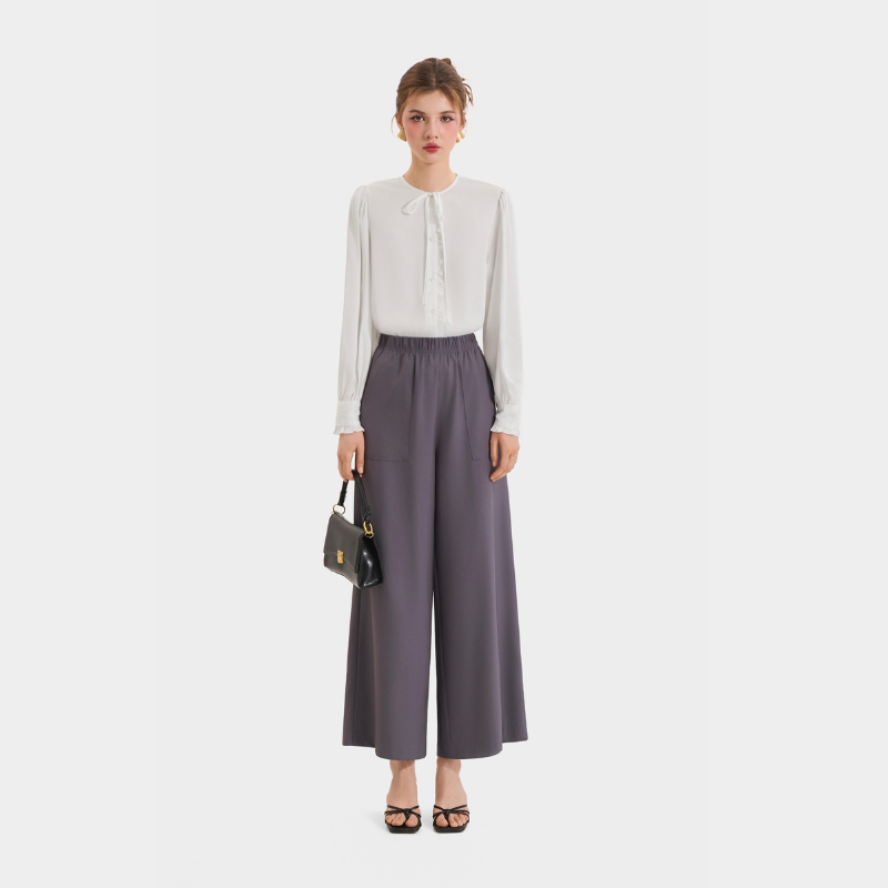 Ảnh Quần dài ống rộng lưng thun nữ MARC FASHION dáng suông lưng cao hack dáng không nhăn mềm mịn mát CBMH082022 2