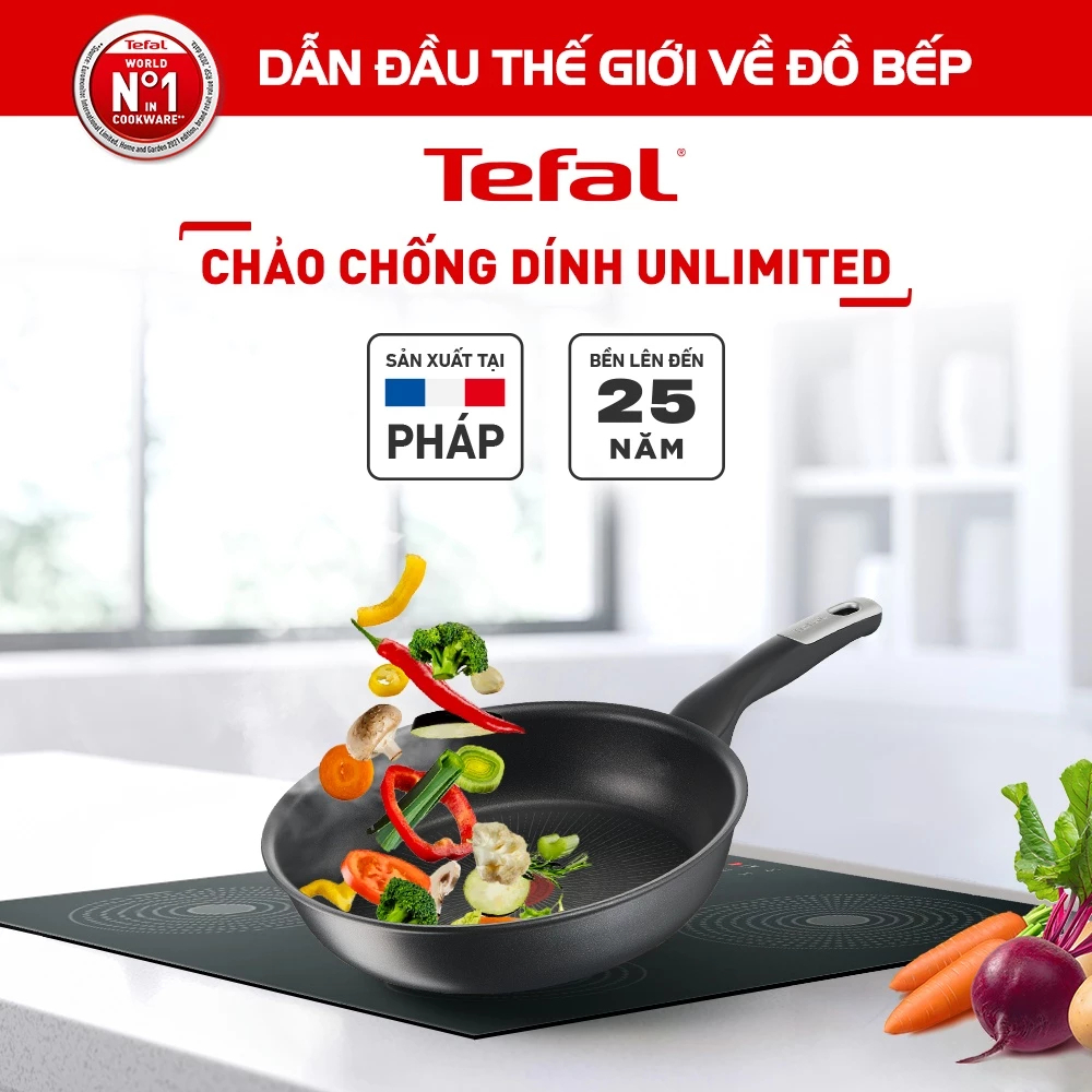 Chảo chiên Tefal Unlimited 28cm (G2550602) - Sản xuất tại Pháp - Bảo hành 24 tháng chính hãng