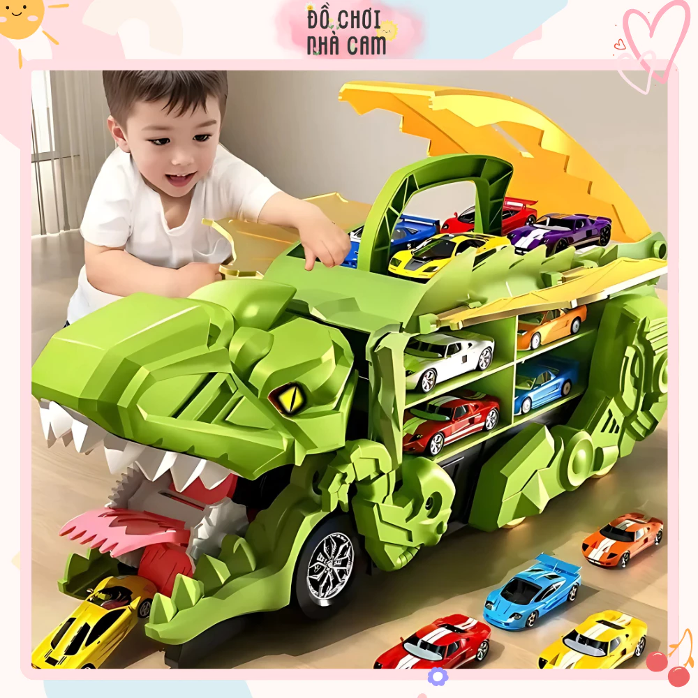 Ô Tô Đồ Chơi Trẻ Em Khủng Long Nuốt Xe Cầu Trượt Cho Trẻ Em - Đồ Chơi Xe Khủng Long Nuốt Xe