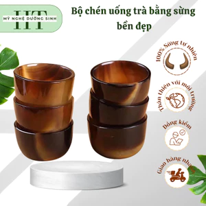 Bộ chén uống trà bằng sừng bền đẹp, bát sừng thanh lọc giải độc trong rượi tốt cho sức khoẻ - Mỹ nghệ HT