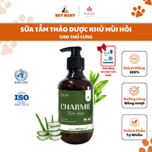 Sữa Tắm Charmie Thảo Dược Cho Thú Cưng - Khử Mùi Hôi, Dưỡng Lông Bóng Mượt 280ml_Fivevet