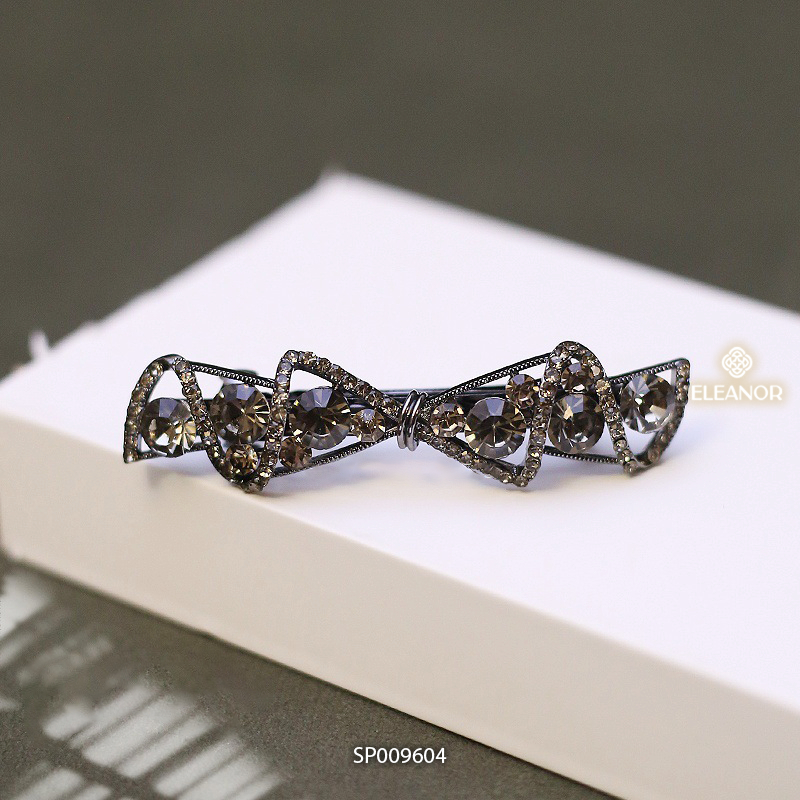 Kẹp tóc nữ Eleanor Accessories hình nơ viền xoắn đính đá kẹp tóc nơ tiểu thư phụ kiện tóc 9604