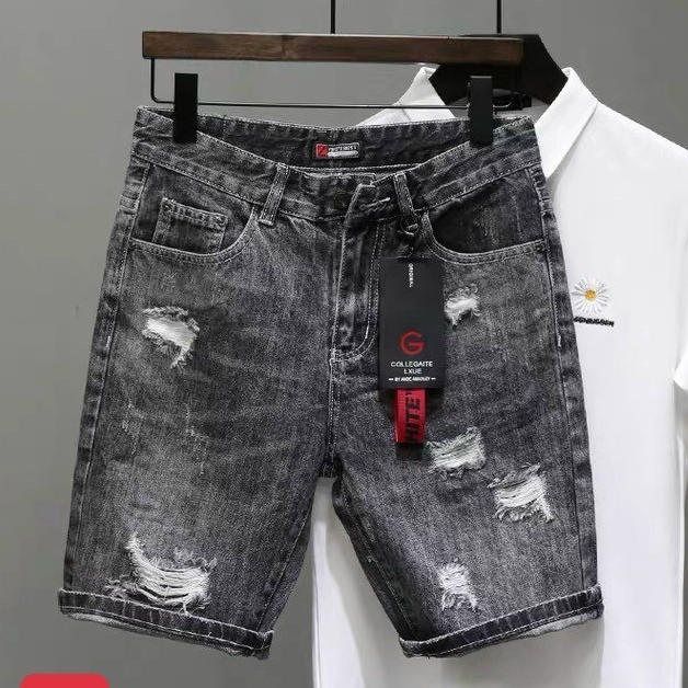 quần short jean nam xám rách nhẹ đẹp vải co giãn giá rẻ | Shopee Việt Nam