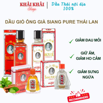 [Chữ vàng] Dầu gió ông già Siang Pure Thái Lan, Dầu nóng xoa bóp giảm đau, giảm ho cảm Thái Lan