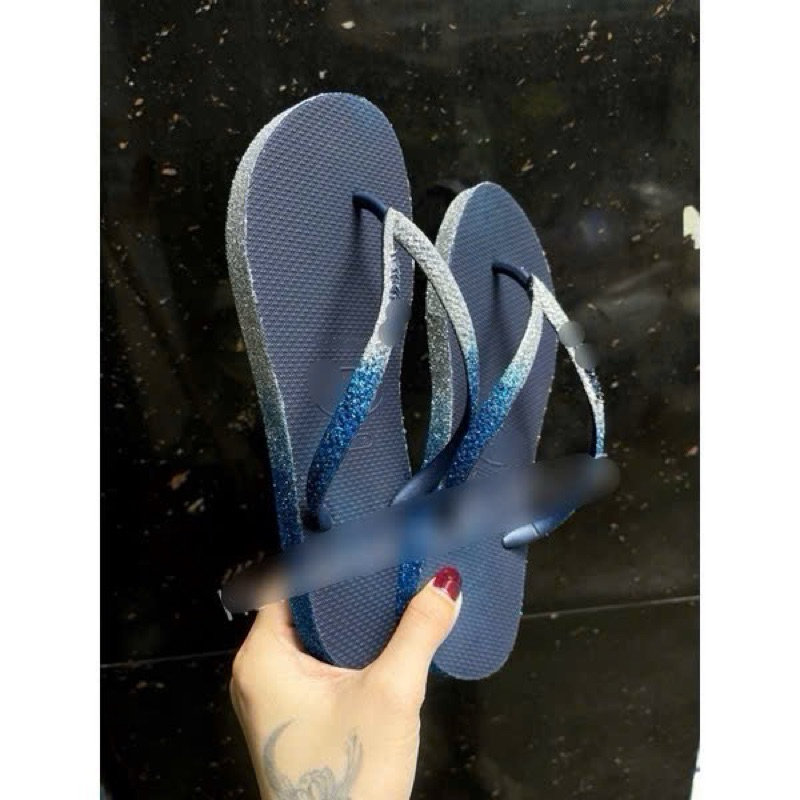 Dép Kẹp Đi Biển Xanh Navy ( Có kim tuyến - Ombre )