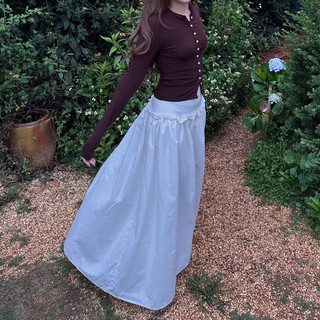 ELENA SKIRT | Chân váy linen lưng cao phối bèo, 2 lớp phong cách thanh lịch, nữ tính | Bymintt