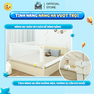 [ĐỘC QUYỀN] Thanh Chắn Giường Pakey Bản Mới Chốt Bấm Kép Cải Tiến Nâng Hạ 2 Bên 100%, Vải 600D Cao Cấp Thoáng Khí