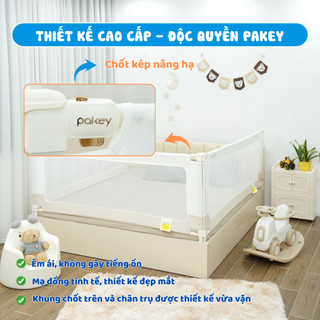 [ĐỘC QUYỀN] Thanh Chắn Giường Pakey Bản Mới Chốt Bấm Kép Cải Tiến Nâng Hạ 2 Bên 100%, Vải 600D Cao Cấp Thoáng Khí