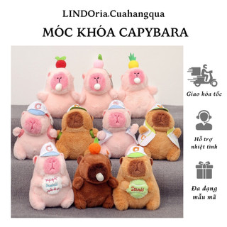 LINDOria Móc Khóa Capyabara Cute, Móc Khóa Gấu Bông Treo Cặp, Balo, Chìa Khóa, Quà tặng dễ thương