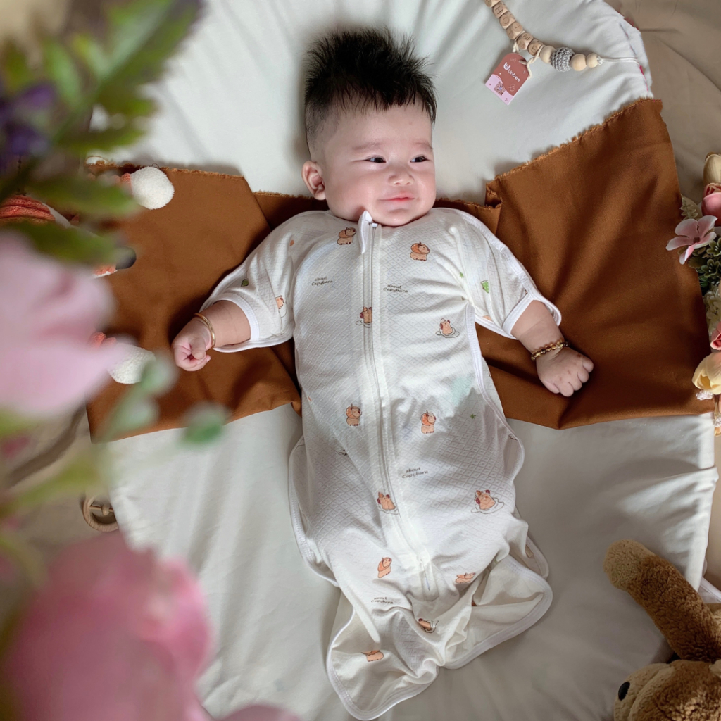 Nhộng Chũn Unbee Thông Hơi Mở Tay Phủ Nano Ag+Thoáng Khí , Kháng Khuẩn Thấm Hút Mồ Hôi, Chống Rôm Sảy Giảm Giật Mình