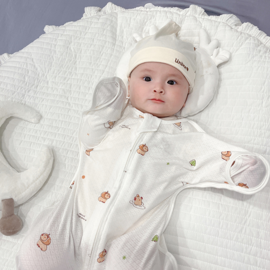 Nhộng Chũn Unbee Thông Hơi Mở Tay Phủ Nano Ag+Thoáng Khí , Kháng Khuẩn Thấm Hút Mồ Hôi, Chống Rôm Sảy Giảm Giật Mình